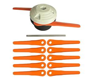 4006-710-2137 PolyCut 6-2 Tête de débroussailleuse avec 10 lames et tige de montage, compatible avec Stihl FS38 FS40 FS45 FS50 FSA60 FSA86, système de coupe à double lame pour pelouse et jardin