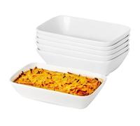 400ml Céramique Plats de Cuisson, Petit Plat a Gratin Individuel, Petits Plats de Cuisson pour Friteuse à Air, Plat a Lasagne Rectangulaire, Allant au Four et au Micro-ondes - Lot de 6