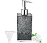 400ml Grey Plastic Manual Soap Dispenser With Funnel For Shampoo,Conditioner,Shower Gel (Square)