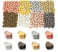 400pcs Heart Beads For Bracelet Making Golden Heart Beads Small Spacer Beads For Bracelet Necklace Earrings Jewelry (8 Mixed Colors)