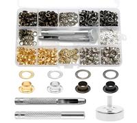 400PCS Kit Oeillet Couture, 5 mm Trousse à Oeillets Cuivre avec Outil de Perforation, Socle et Outil d’Installation, Œillets Métalliques pour Cuir, Tissu, Bâche, Chaussures, Vêtements, DIY