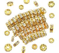400pcs Metal Spacer Beads 6 Mm 8 Mm Mixed Size Spacer Beads With Rhinestones Gold Wavy Edges And Straight For Jewellery Making Necklace Bracelet Diy Crafts