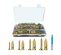 400pcs Self-Drywall Dilling Anchors Screws with 4 Different Expansion Sizes Screw Set, Zinc Plated Steel Dry Wall Screws