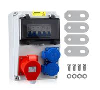 400V Coffret Électrique de Chantier IP54 Étanche avec Disjoncteur, Répartiteur de Courant, 32A Interrupteur Principal, 2×16A Prises