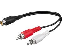 400x Goobay 50008 Adaptateur de câble audio en Y, 2x RCA mâle à 1x RCA femelle stéréo, 0.2 m, noir - RCA femelle > 2x RCA mâle (audio gauche/droite)
