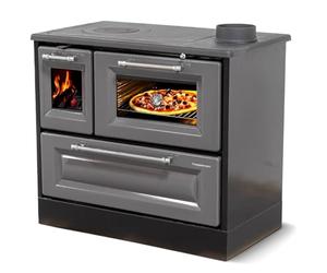 4012 Poêle à bois avec compartiment de cuisson et plaque de cuisson Gris 8 kW Poêle à bois multi-occupation Cheminée Four de cuisine