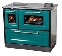 4012 Poêle à bois avec compartiment de cuisson et plaque de cuisson Vert 8 kW Four à bois multi-occupation