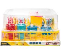 40185¿Jouet Ménager Panier À Vaisselle 25 Pièces Accessoires De Cuisine De Jeu Avec Assiettes,Tasses,Verres,Couverts Et Théière Pour Enfants Pour Jouer Et Apprendre Des Compétences