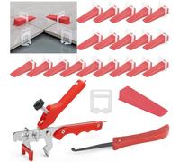 402 Pièces Kit de Nivellement pour Carrelage 2mm, 300 Croisillon Carrelage Autonivelant, 100 Cale Carrelage Réutilisable, 1 Pince à Niveler et 1 Grattoir à Joint pour Carrelage DIY Mur et Sol