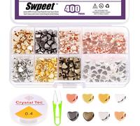 402pcs 8 Colors Heart Beads For Jewelry Making,6mm Heart Beads Heart Separator Beads Small Hole Loose Beads Diy Heart Shape Beads