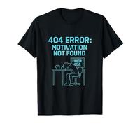 404 Error Motivation Not Found Neon Glitch Design : T-Shirt