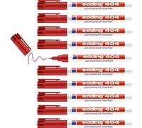 404 Marqueur Permanent - Rouge - 10 Stylos - Pointe Ronde Fine,75 Mm - Sèche Vite, Résiste À L'eau Et Aux Frottements - Pour Carton, Plastique, Bois, Métal, Verre