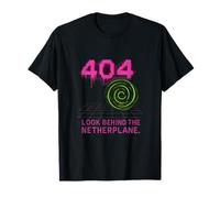 404 Pink Not Found Neon Glitch Portal Cyberpunk Graphic T-Shirt