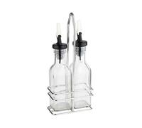 APS, Burette pour vinaigre et huile, récipient en verre avec couvercle et bec verseur en PE anti-goutte, 34 cm de haut pour 0,50 litres chacune