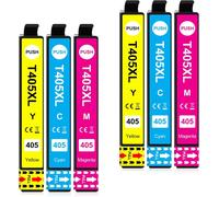 405 XL Cartouches d'encre Cyan Magenta Jaune Compatibles avec Epson 405XL pour Workforce Pro WF-3825 WF-3820 WF-4820 WF-4825 WF-4830 WF-7310 WF-7830 WF-7840 WF-3825DWF WF-4820DWF, 6-Pack