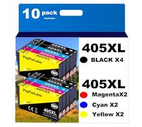 405XL Cartouches d'encre 405XL compatibles avec Epson 405 XL pour Workforce Pro WF-4820 WF-3820 WF-4830 WF-7840 WF-7830 WF-3825 WF-4825 WF-7835 (10 Cartouches Noires, 2 Cyan, 2 Magenta, 2 Jaunes)