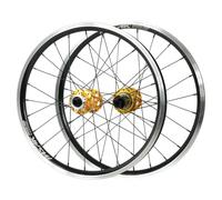 406/451 Paire De Roues De Vélo Pliant BMX 20" Frein À Disque + C/V VTT Jantes Avant Et Arrière en Alliage D'aluminium 15 * 100/12 * 142mm Axe Traversant, HG 8-12 Vitesses(Gold,406)