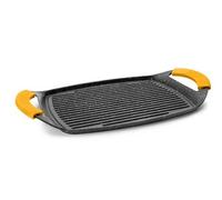 IBILI - Plancha ondulée en pierre basique, 36 x 23 cm, Fonte d’aluminium, Antiadhésif style pierre, Compatible avec l’induction