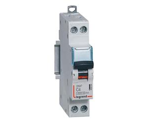 406864 Disjoncteur Legrand 4A unipolaire + neutre DNX3 - courbe C - 4,5/6kA - À vis - 1 module