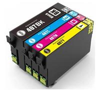 407 Lot de 4 cartouches d'encre compatibles avec Epson 407 Noir cyan, magenta et jaune C13T07U140 C13T07U240 C13T07U340 C13T07U440
