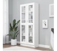 407®(MEUBLE) Buffet Armoire Salon Contemporain - Armoire à vitrine Blanc 82,5x30,5x185,5 cm Aggloméré
