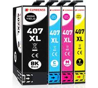 407Xl Cartouches D'Encre Compatibles Avec Epson 407 Xl Multipack Pour Workforce Pro Wf-4745Dtwf Wf-4745 Wf4745 Dtwf Wf4745Dtwf Imprimante, Lot De 4 (Noir, Cyan, Magenta, Jaune)[ENC942342]