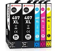 407Xl Cartouches D'Encre Compatibles Avec Epson 407 Xl Multipack Pour Workforce Pro Wf-4745Dtwf Wf-4745 Wf4745 Dtwf Wf4745Dtwf Imprimante,Lot De 5 (2 Noir,1 Cyan,1 Magenta,1 Jaune)