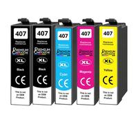 407XL Lot 5 Cartouches compatibles pour Epson Noirs et Couleurs avec puce
