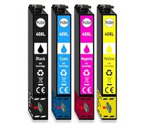 408L Lot de 4 cartouches d'encre compatibles Epson 408 / 408L / 408XL (1 noir, 1 cyan, 1 magenta, 1 jaune) pour Workforce Pro WF-C4310 / WF-C4810 / WF-C4310DW / WF-C4810DTWF
