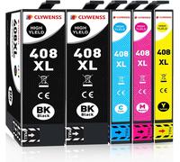 408Xl 408 Xl 408L Cartouches D'Encre Multipack Compatibles Avec Epson Workforce Pro Wf-C4310Dw Wf-C4810Dtwf Wf-C4310 Wf-C4810 Wfc4310 Wfc4810 Imprimante,Lot De 5 (2 Noir Cyan Magenta Jaune)