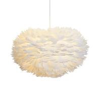 40CM / 15.9" Blanc Plume Pendentif Lumière Tissé à La Main Abat-Jour Suspension Lampe Luminaire Plafonnier Lustre pour Salon, Chambre