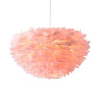 40CM/15.9" Rose Plume Pendentif Lumière Tissé À La Main Plume Abat-Jour Suspension Lampe Luminaire Plafonnier Plume Lustre pour Salon, Chambre