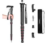 40cm-168cm Aluminum Travel Camera Monopod with Rod Handle, 6 Sections Carrying Bag, Compact and Lightweight Portable Monopods for DSLR Camera, Video Camcorder (Red)