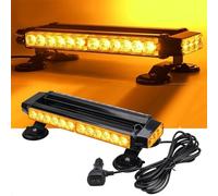 40cm Barre Rampe Lumineuse 30 LED Orange Stroboscopique Éclairage Sécurité Flash 12-24V Base magnétique