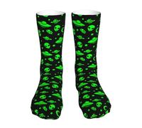 40Cm Chaussettes Drole Cushioned Chaussettes Sport Fantaisie Chaussette Homme Vaisseaux Spatiaux Extraterrestres Planète Verte Pour Cyclisme Affaires Entraînements