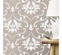 40cm Rococo Baroque Damask Luxury Retro Vintage Flourish Pochoir Pochoirs Pour Murs Grand Modèle De Meubles Peinture Grands Modèles De Mandala Peinture Motifs De Revêtements De Sol En