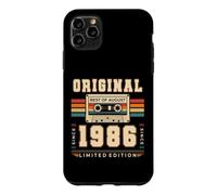 40e Anniversaire Cadeau Homme Août 1986 Cassette Coque pour iPhone 11 Pro Max