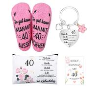 40e anniversaire femme, carte d'anniversaire 40 ans, cadeau pour 40e anniversaire, femme, chaussettes, trousse de maquillage et porte-clés pour Noël et cadeau de Thanksgiving