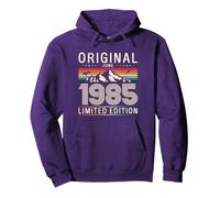 40e Anniversaire Homme Original Juin Vintage 1985 Sweat à Capuche, Unisexe pour Adultes, Violet, M