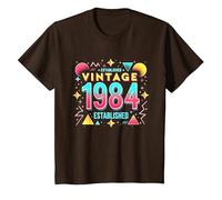 40e Anniversaire Vintage 1984 Cadeau rétro établi T-Shirt, Enfant, Marron, 4 Ans