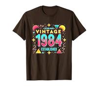 40e Anniversaire Vintage 1984 Cadeau rétro établi T-Shirt, Homme, Marron, L