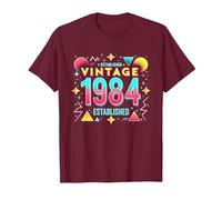 40e Anniversaire Vintage 1984 Cadeau rétro établi T-Shirt, Homme, Marron, M
