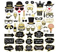 40ème Anniversaire Accessoires Photo Booth Props, 53 Pcs DIY Kit Convient pour His Or Hers 40 ème Anniversaire Celebration Propulsion de Photobooth