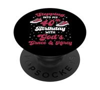 40ème Anniversaire Queen Stepping God's Grace Mercy 40 Years PopSockets PopGrip Adhésif
