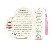 40ème Cadeaux D'anniversaire Pour Femmes 40 Ans Joyeux Anniversaire Enseignes En Bois Bureau Marque-page Ensemble De 2 Pièces Décoration De Maison Apprécier Pour Mamie Maman Marraine Tante (40e-A)