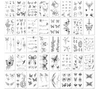 40feuilles Tatouages Temporaires À Base De Plantes En Forme De Papillon : Frais, Artistiques, Longue Durée, Naturels, Adaptés Aux Bras, Aux Épaules, Au Dos Et Aux Poignets Des Filles.