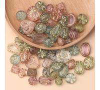 40g 1 Paquet de perles acryliques de mode tridimensionnelles mélangées au hasard, peintes en or, fleurs, ovales et formes spéciales, perles lâches pour la création de bijoux, chaîne de téléphone porta