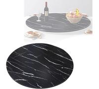 40in Grand Plateau Tournant Lazy Susan pour Dessus De Table, Plateau De Service Rotatif en Bois avec Base Silencieuse, Assiette De Service De Table à Manger Ronde P, Black Marble, 80cm/32inch