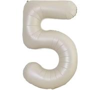 40Inch Balloon Number 5 Creamy White, 0123456789,10-19,20-25,30,40,50,60,70,80,90 Balloon 5. Birthday Party Foil Age Balloon, Digital Balloon 5 Party Decoration Support Helium