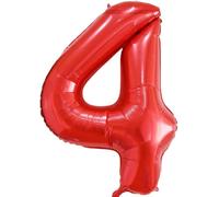 40Inch Birthday Number Balloon 4 Red, Balloon 4. Birthday Party Foil Age Balloon, Digital Balloon 4 Party Decoration, 0123456789,10-19,20-25,30,40,50,60,70,80,90 Support Helium